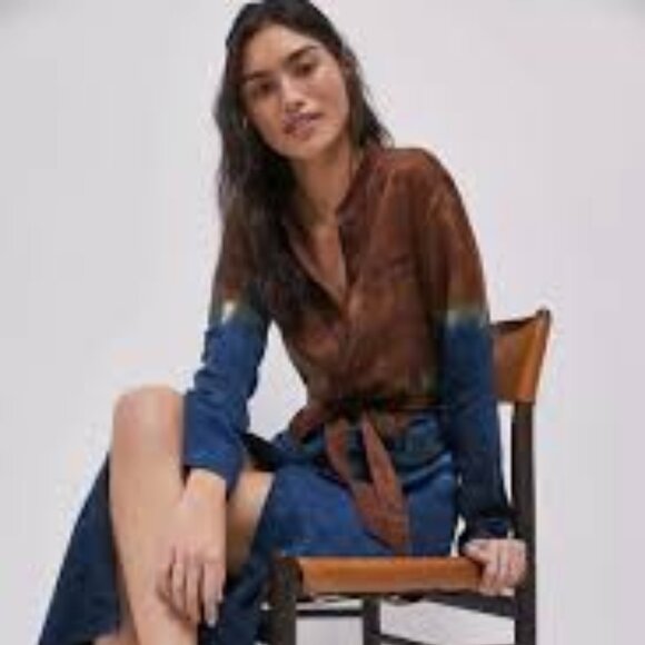 Anthropologie Cloth & Stone Perla Tie-Dye Maxi Shirtdress Size M NEW With TAGS - Picture 12 of 12